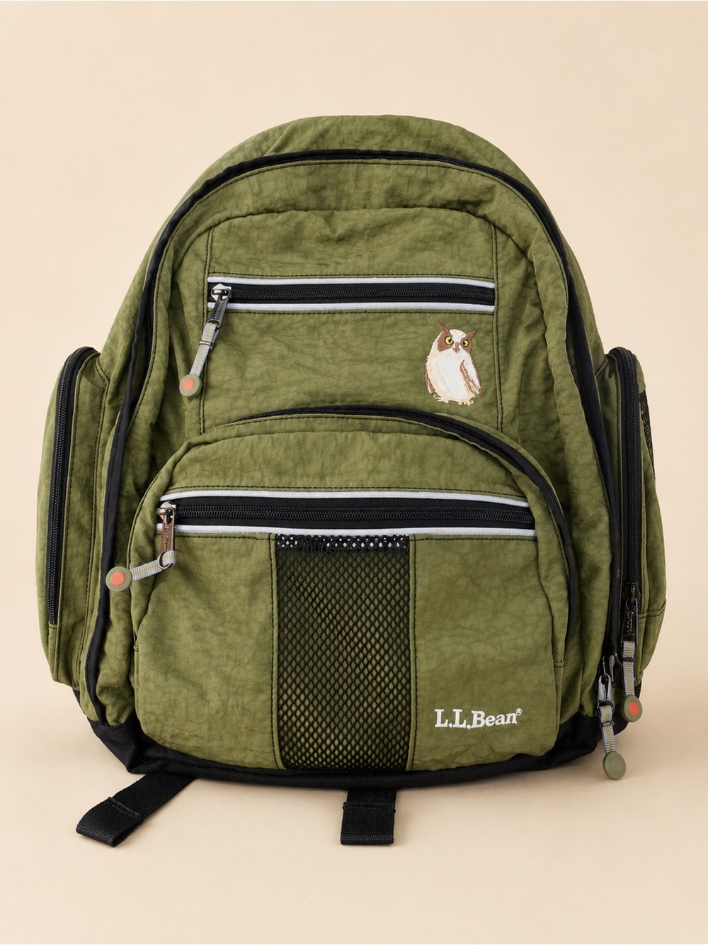 LL Bean Backpack Book Bag Embroidery Owl